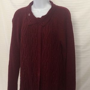 Sonoma Cardigan Sweater Burgundy Sz L